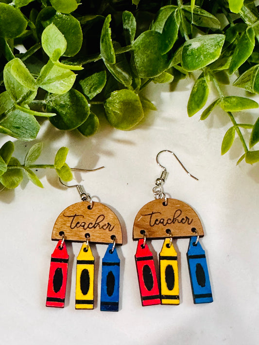 Teacher Crayon Dangle Earrings