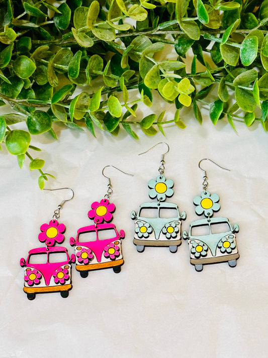 Retro Flower Bus Earrings