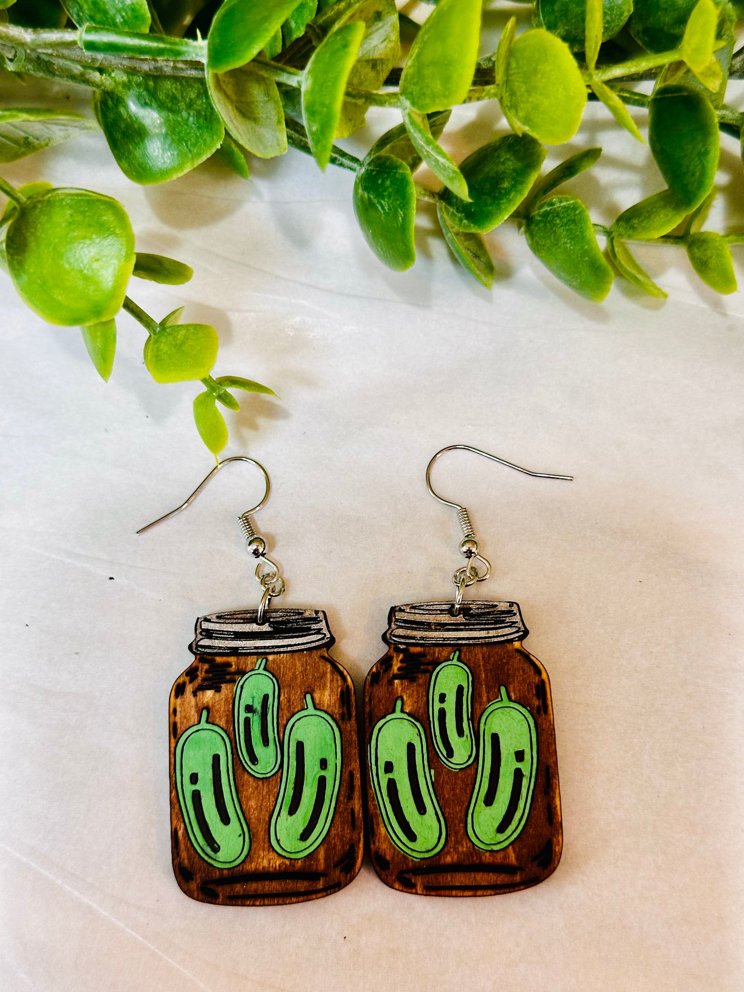 Pickle Mason Jar Earrings