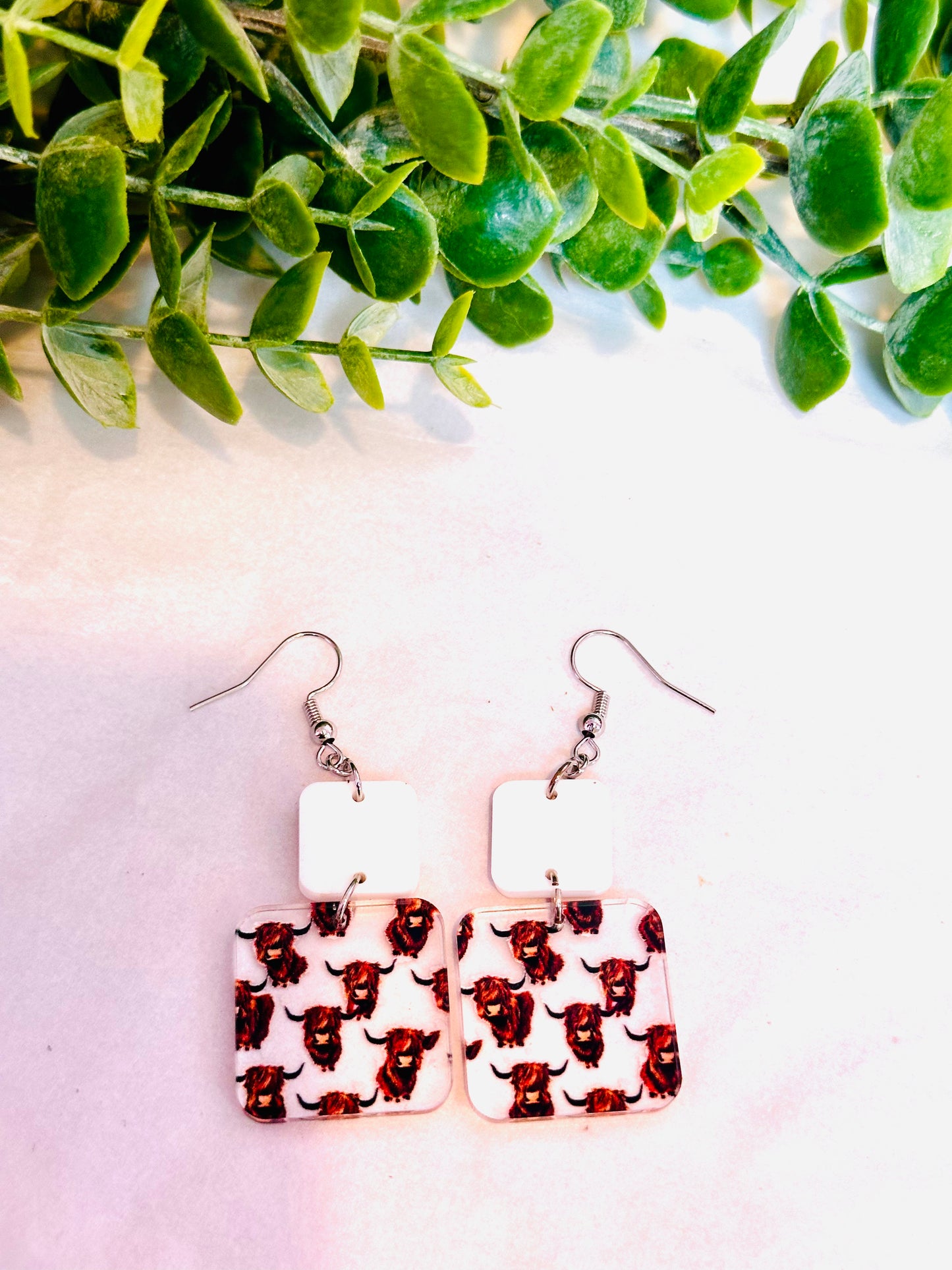 Cow Print Dangles