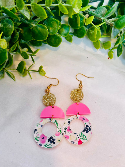 Floral Print 3 Layer Dangles