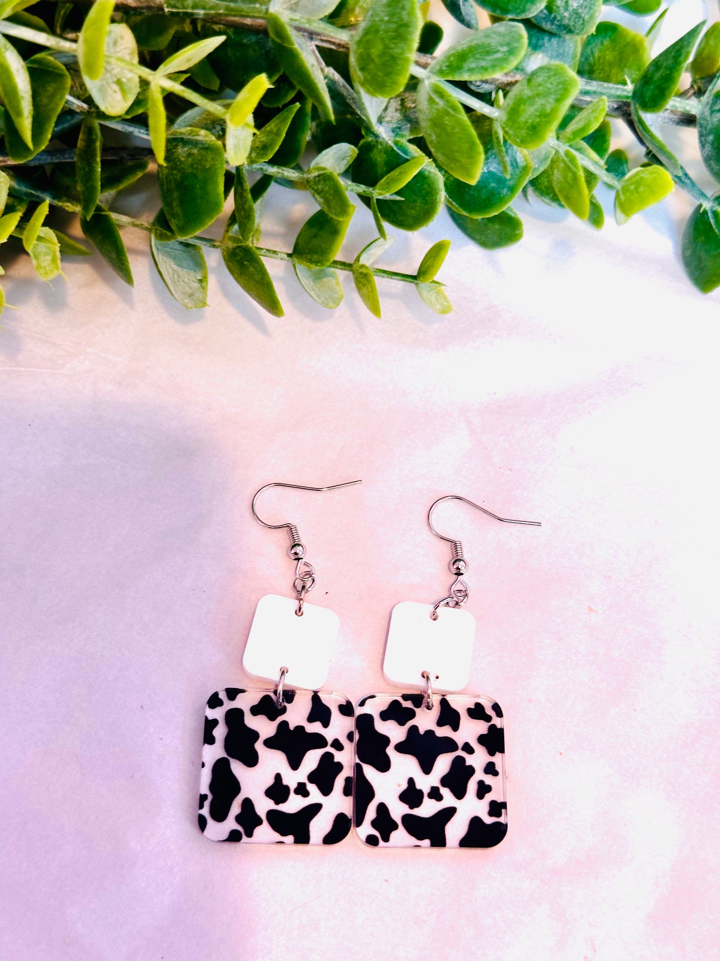 Cow Print Dangles