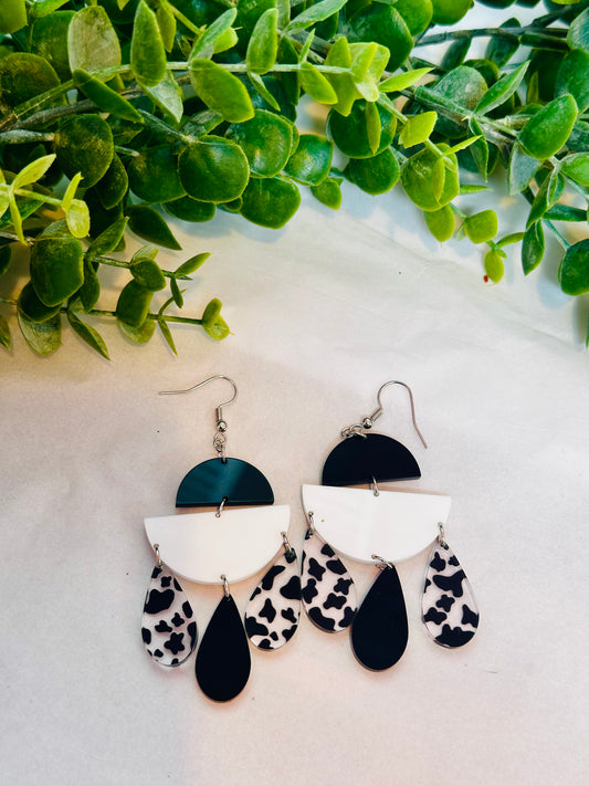 Boho Cow Print Dangles