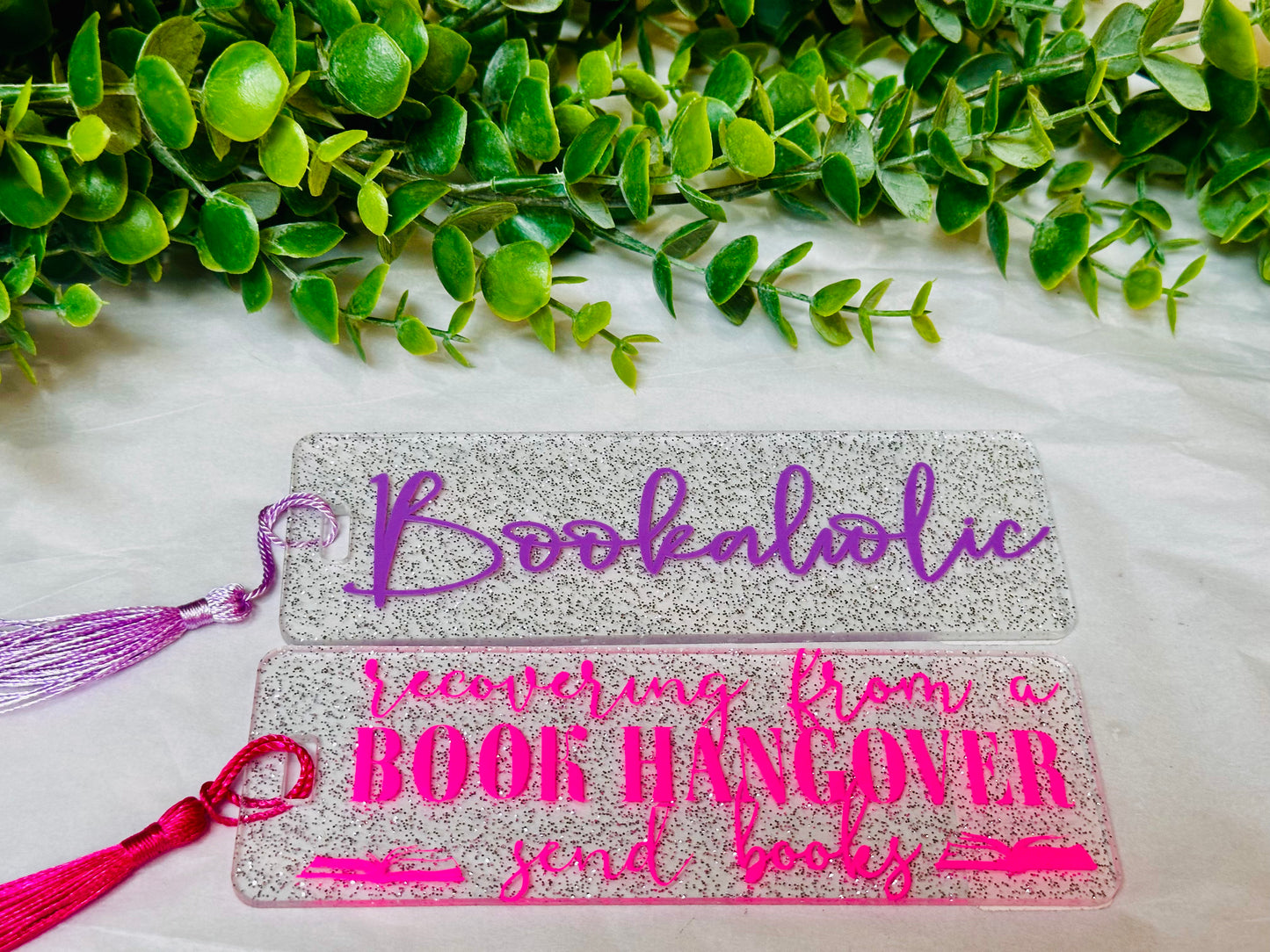 Clear Glitter Bookmarks with Quotes