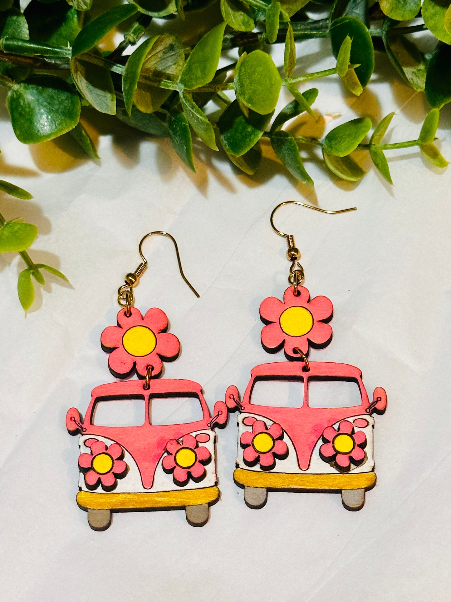 Retro Flower Bus Earrings