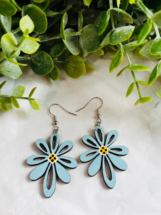 Teal Floral Earrings