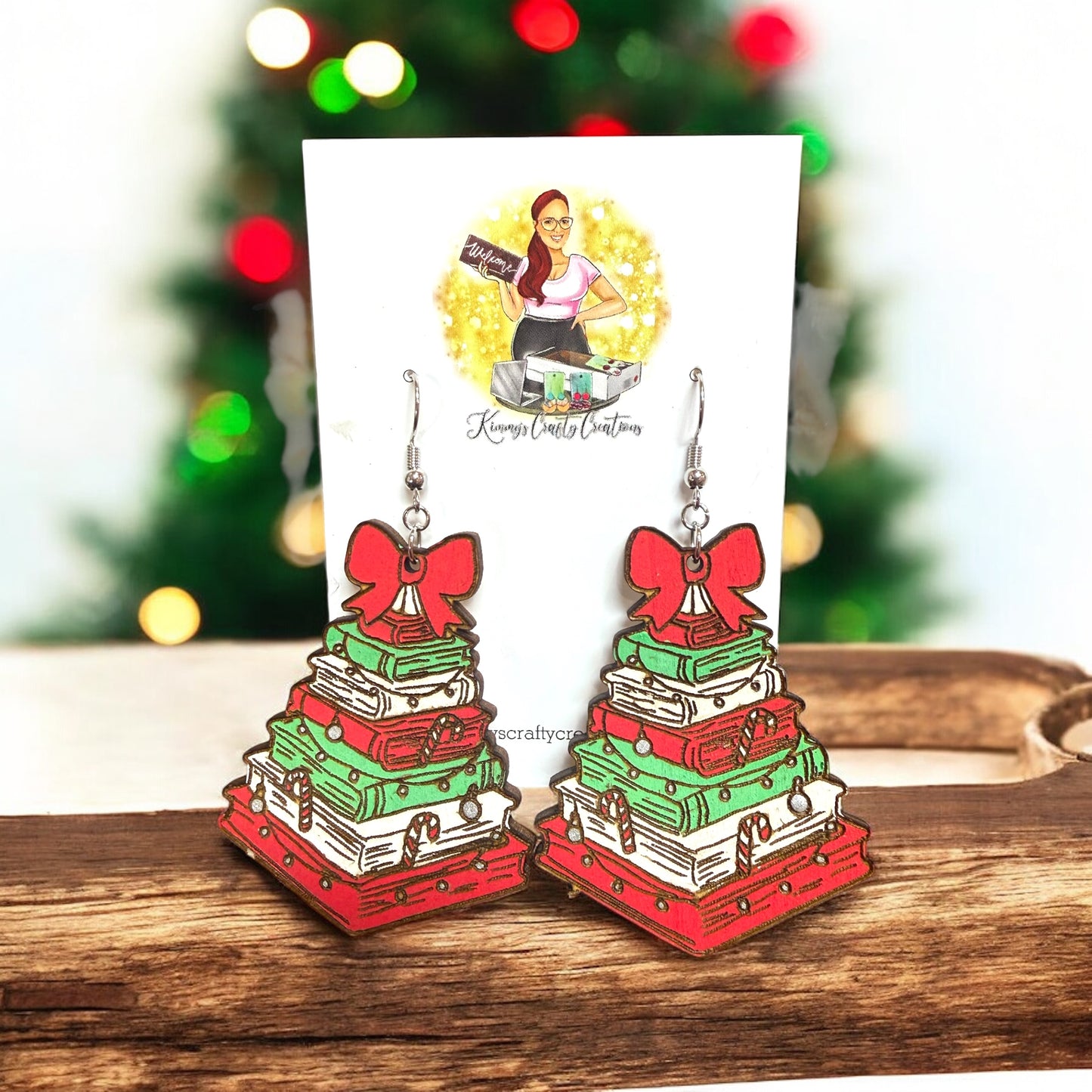 Festive Book Tree Earrings