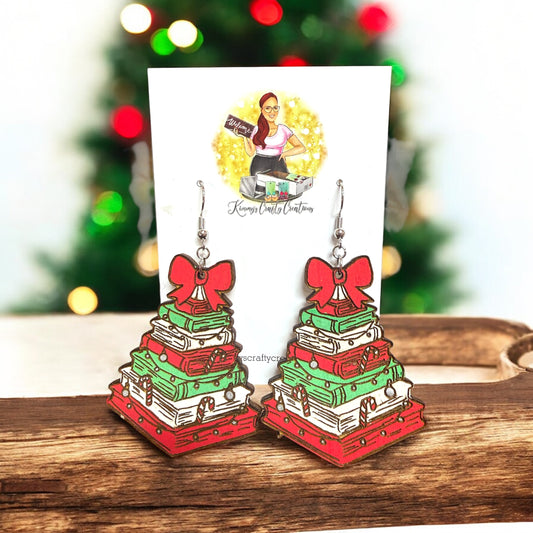 Festive Book Tree Earrings