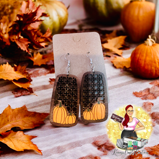 Rattan Pumpkin Design Earrings