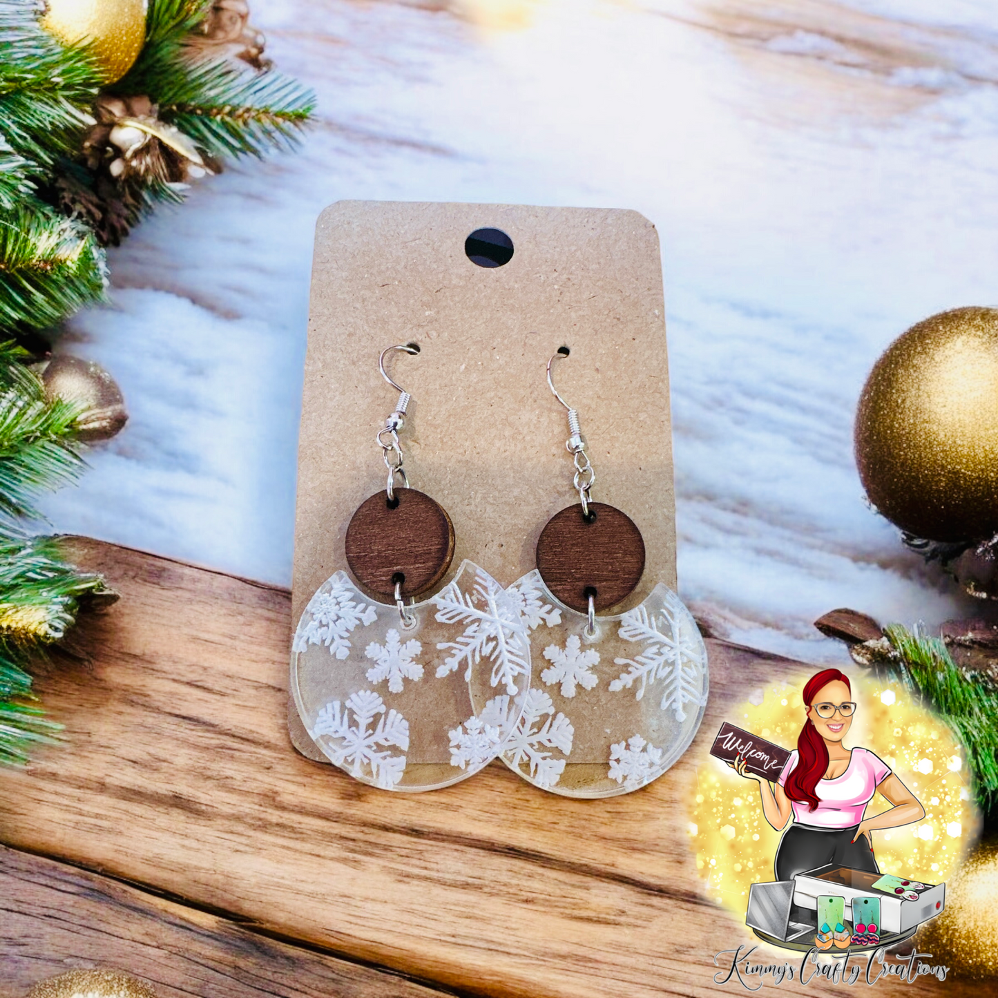 Classic Christmas Engraved Earrings