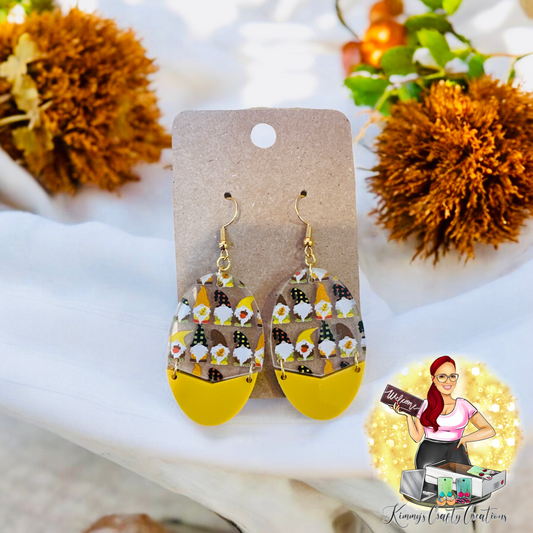 Fall Gnome Split Oval Earrings