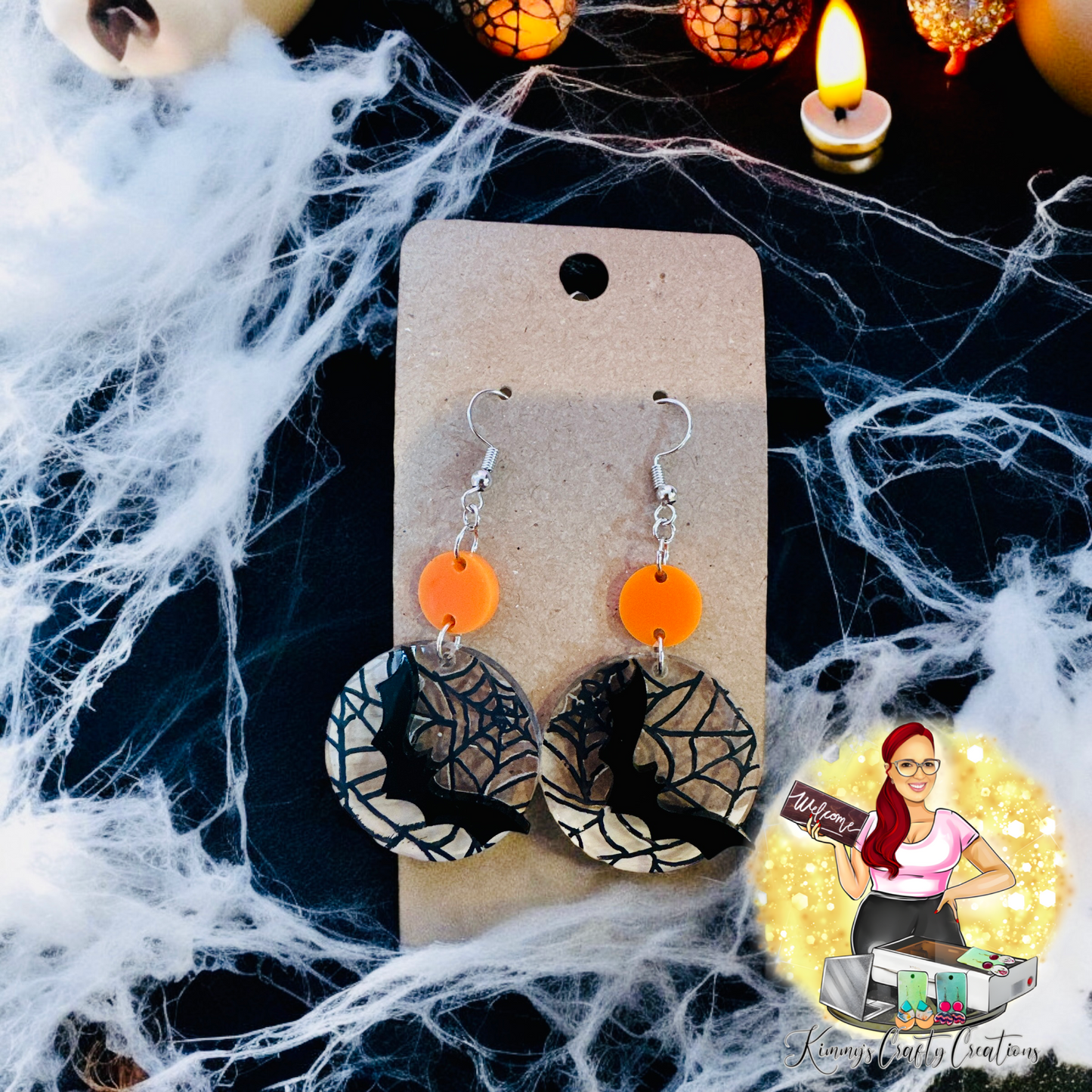 Spooky Bat/Web Earrings