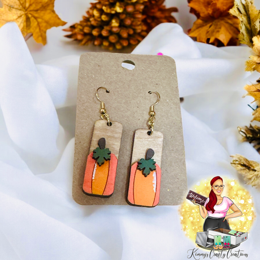 Fall Orange Pumpkin/Leaf Earrings