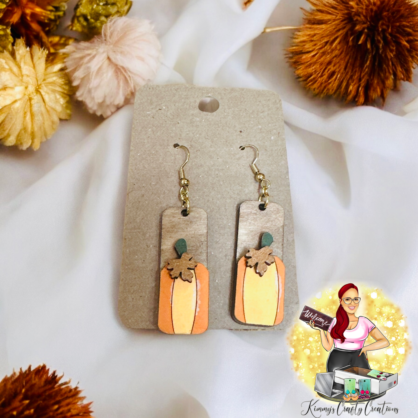 Fall Orange Pumpkin/Leaf Earrings