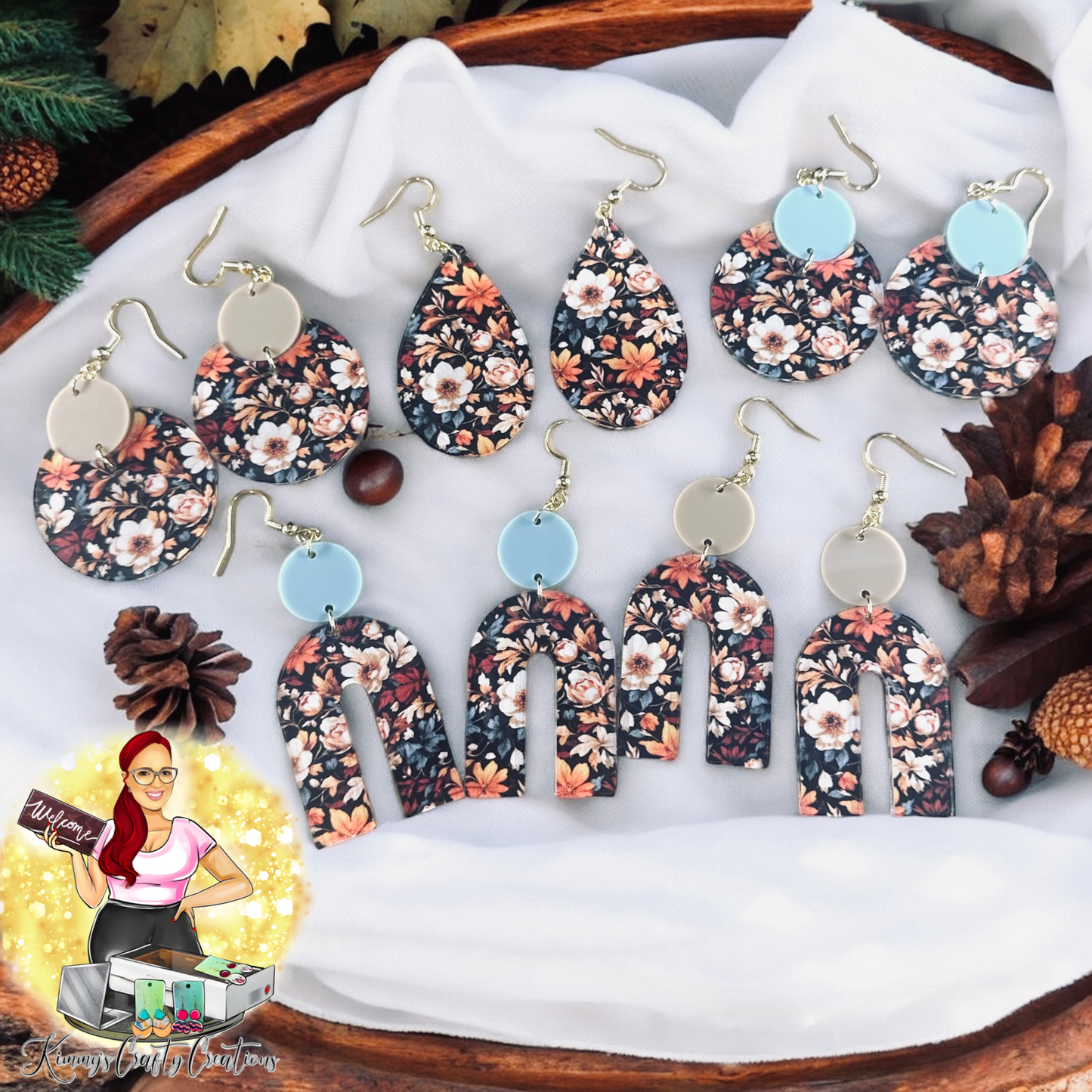 Autumn Floral Print Earrings