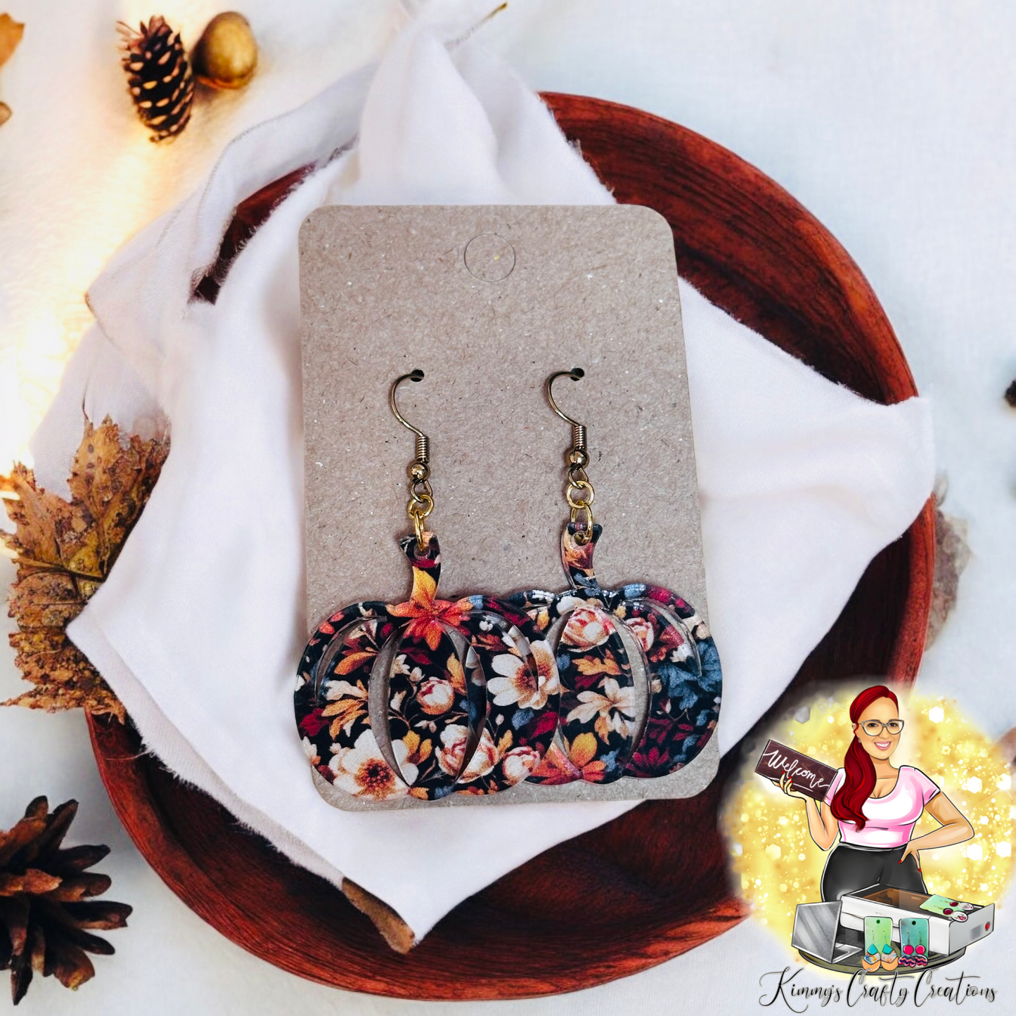 Fall Inlay Pumpkin Earrings