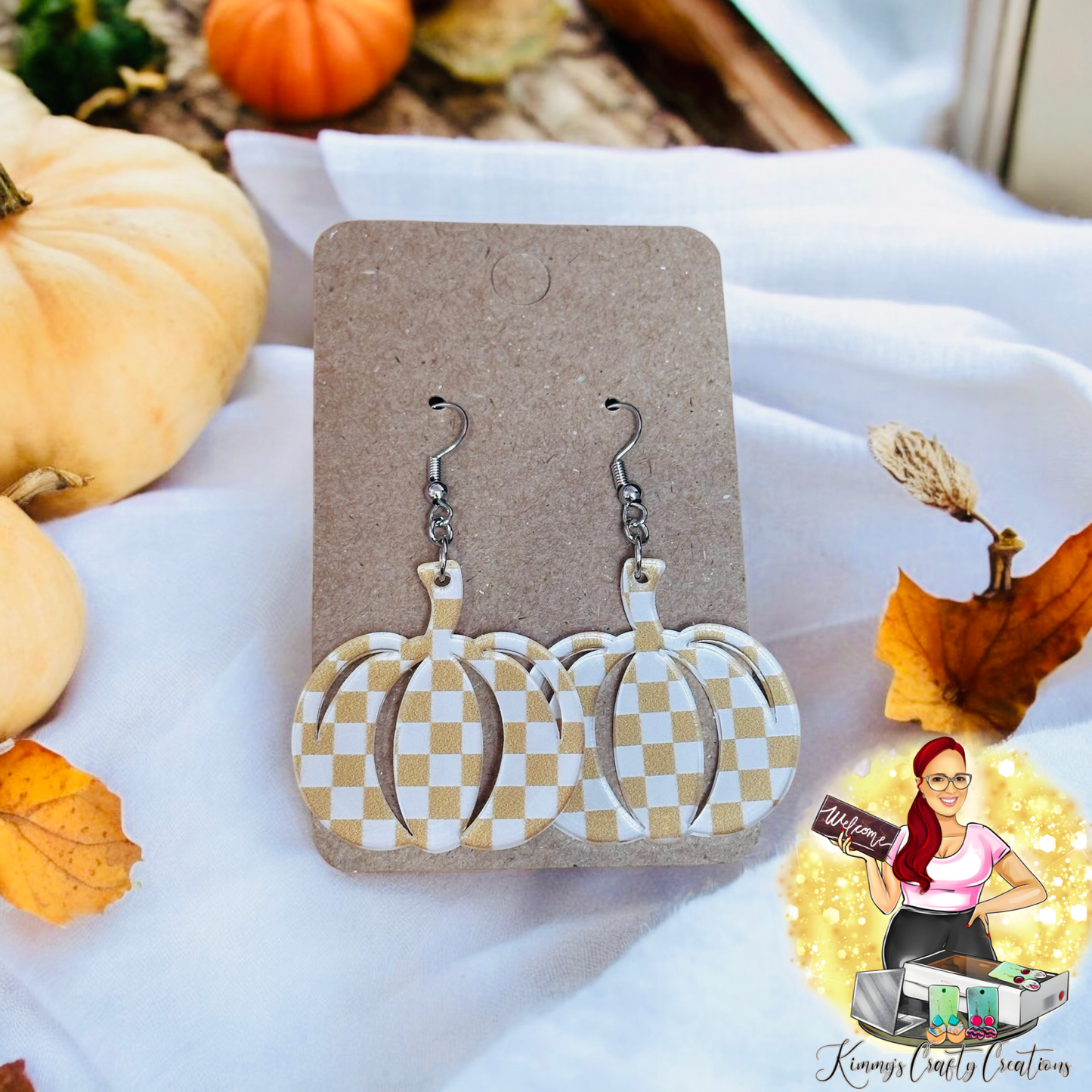 Fall Inlay Pumpkin Earrings