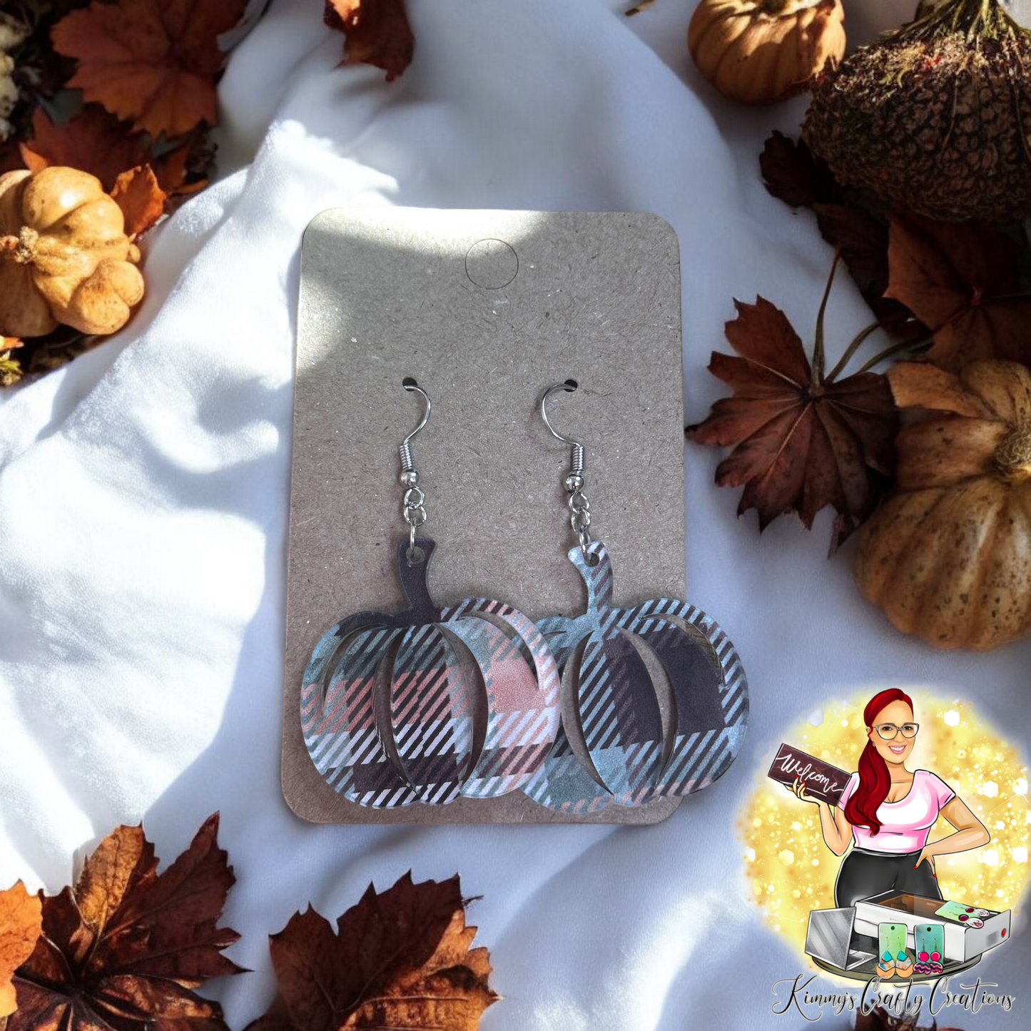 Fall Inlay Pumpkin Earrings