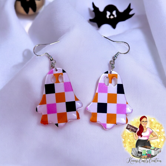 Pastel Halloween Checkered Ghost