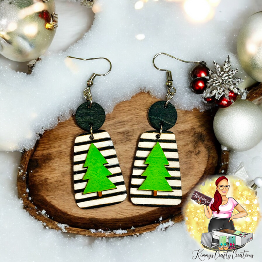 Christmas Tree Striped Dangles