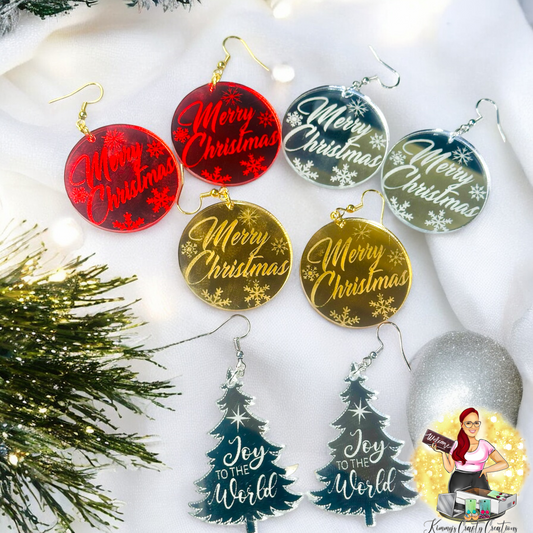 Mirror Engraved Christmas Earrings