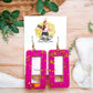 Pink Golden Flake Abstract Earrings