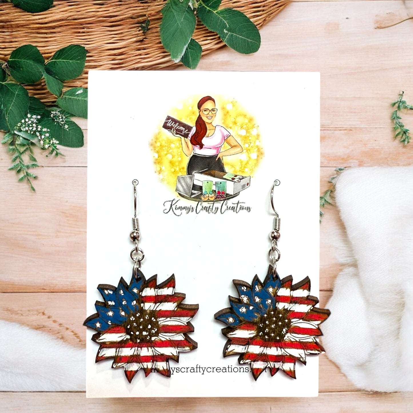 Patriotic Inspired Sunflower Dangles