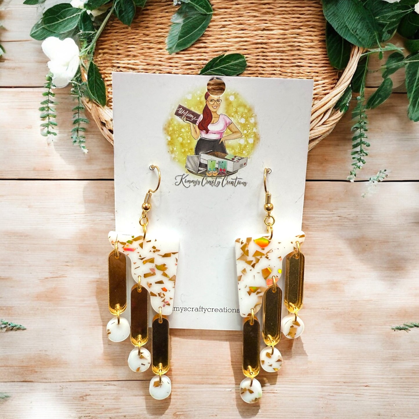 Goldy Flakes Chandelier Earrings