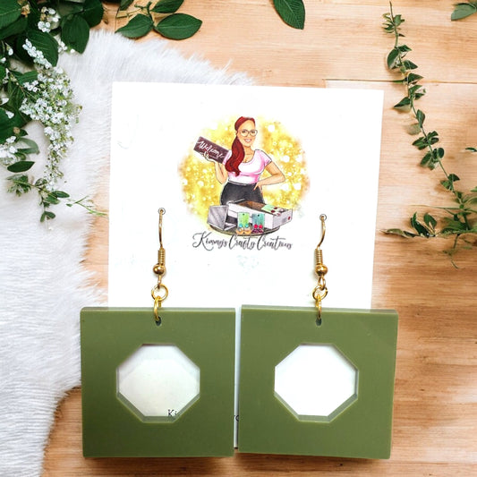 Olive Green Abstract Dangles