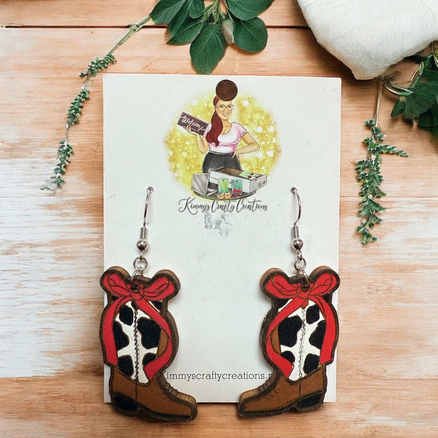 Bow Cowgirl Boot Earrings