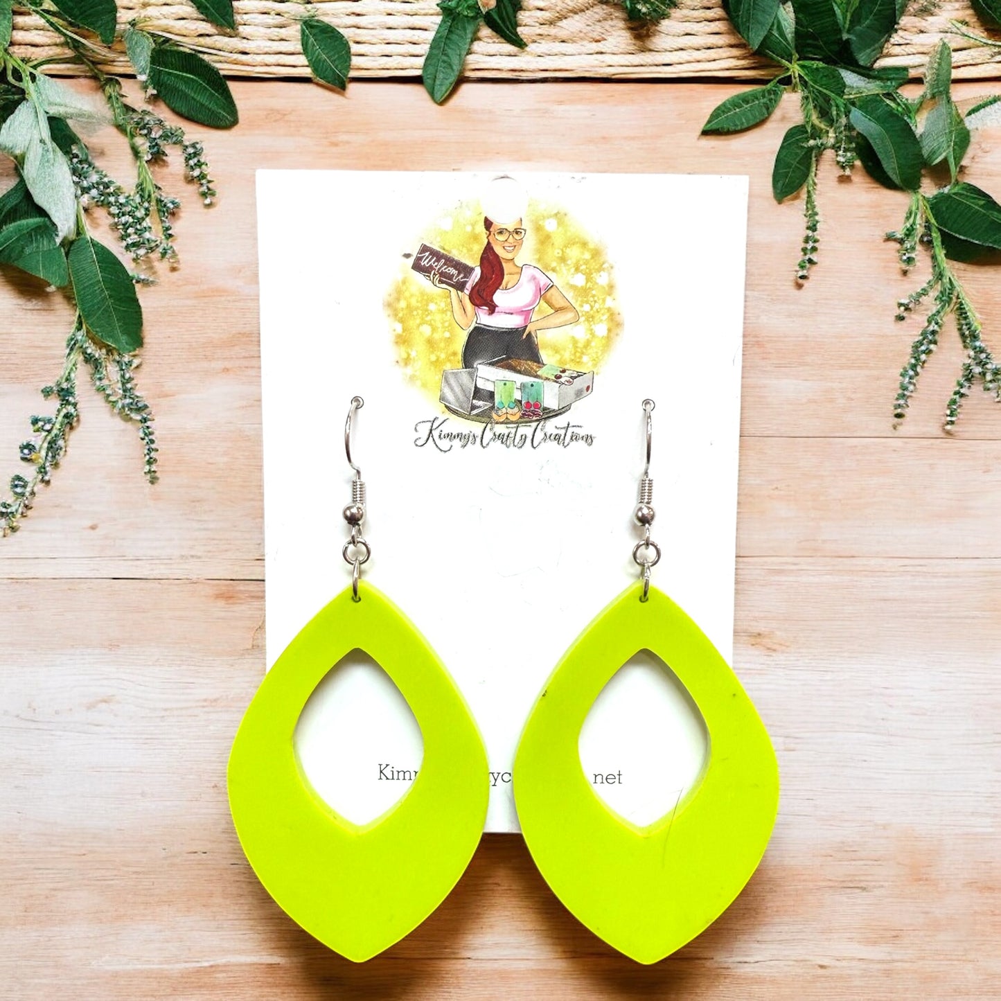Lime Oval Inlay Earrings