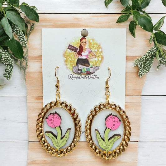 Floral Framed Dangles
