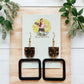 Black Confetti Inlay Abstract Dangles