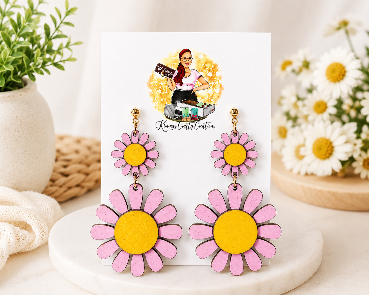 Daisy Double Drop Earrings – Multiple Color Options