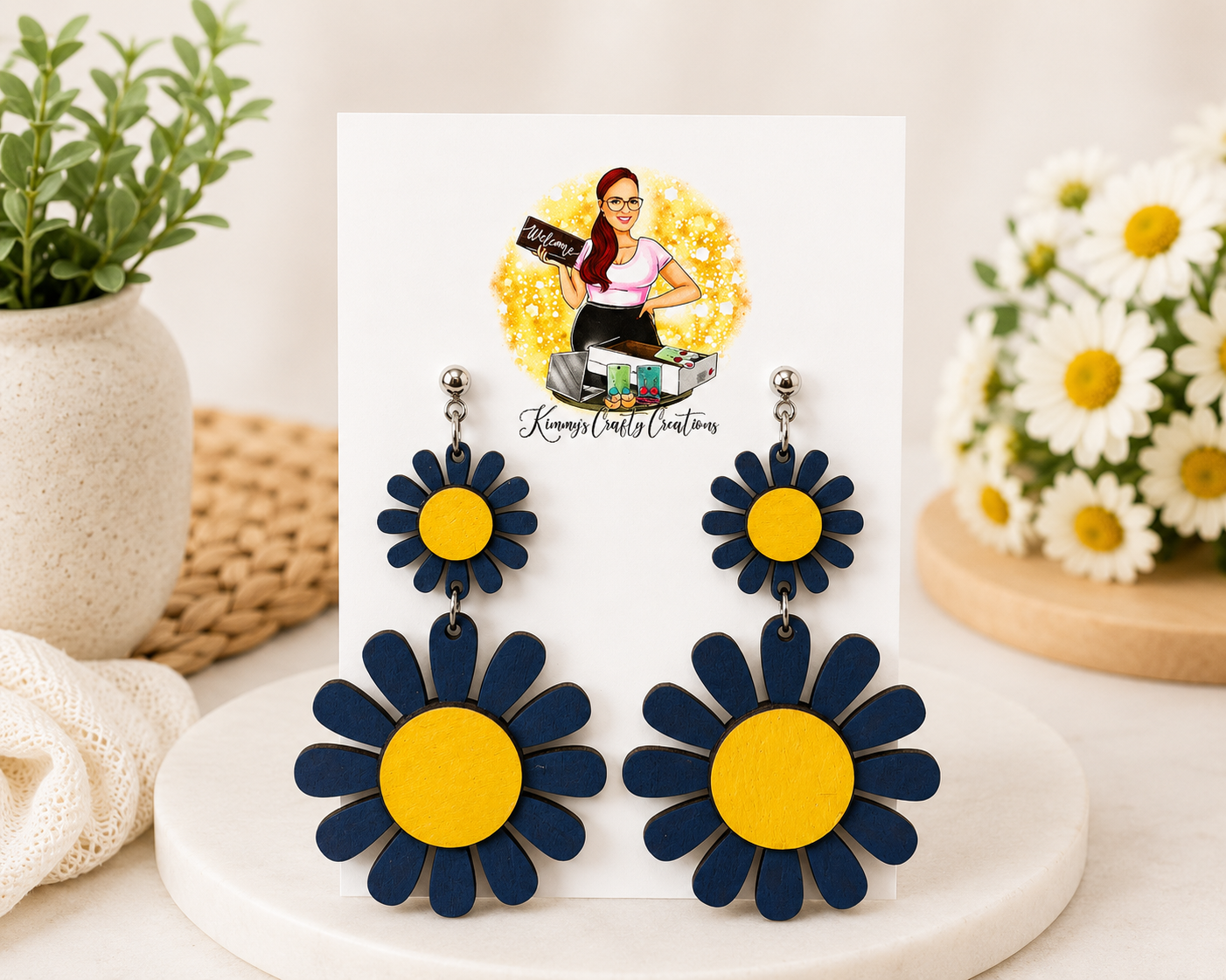 Daisy Double Drop Earrings – Multiple Color Options