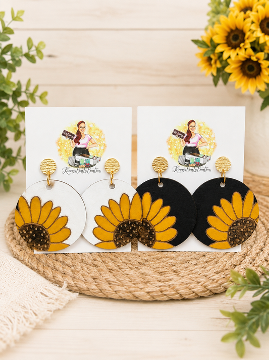 Hand-Painted Sunflower Statement Earrings