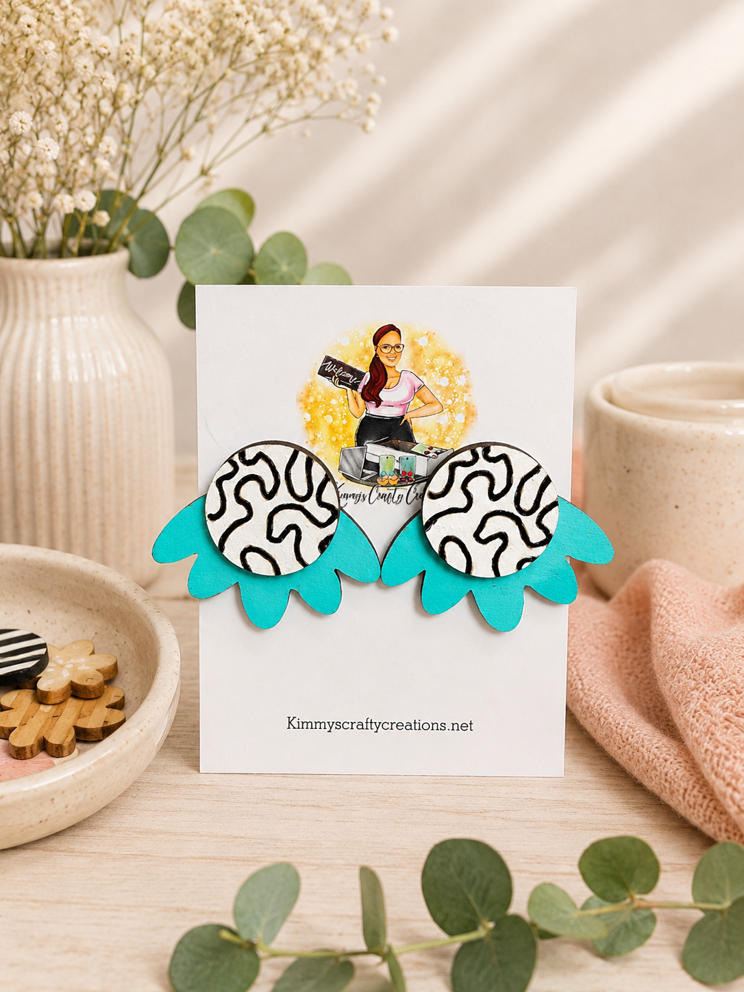 Turquoise Petal Statement Earrings
