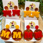 School Spirit Block M Earrings – Red & Gold Glitter