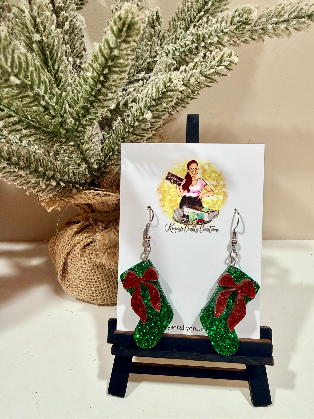 Glitter Christmas Stocking Earrings