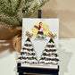 Snowy Green Christmas Tree Earrings