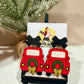 Red Christmas Truck & Black Bow Earrings