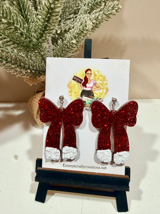 Santa Bow Glitter Earrings