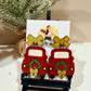 Red Christmas Truck & Gold Bow Earrings