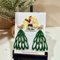 Green Glitter Christmas Tree Earrings
