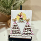 Pink & White Christmas Tree Bow Earrings