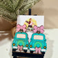 Christmas Truck & Bow Dangle Earrings