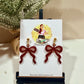 Red Glitter Bow Dangle Earrings – Large