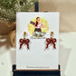 Red Glitter Christmas Bow Dangle Earrings