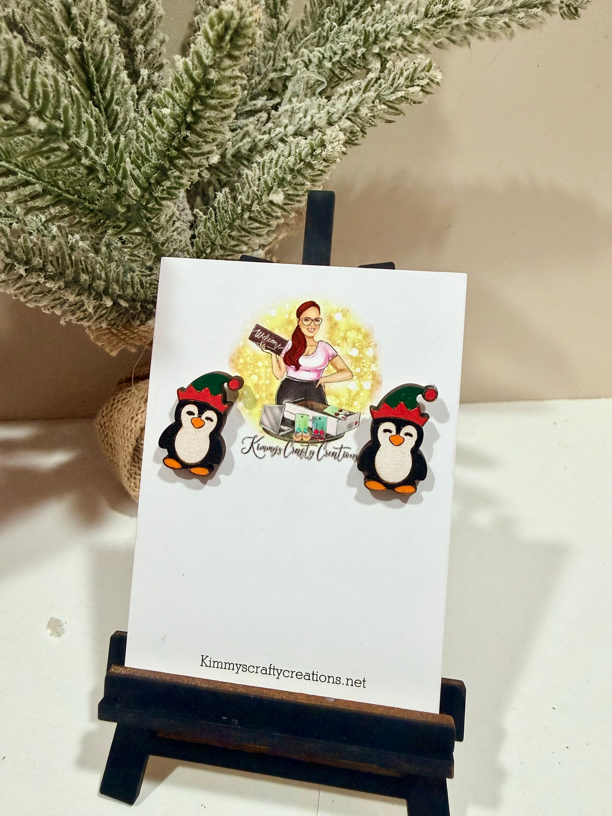 Elf Hat Christmas Penguin Stud Earrings
