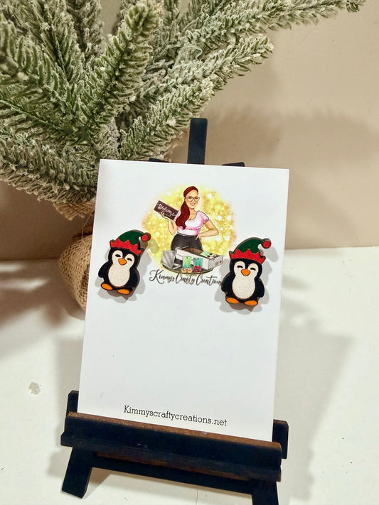 Elf Hat Christmas Penguin Stud Earrings